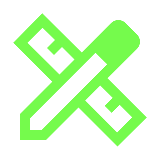 Green 'X' symbol on a white background