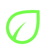 Green leaf symbol on a white background